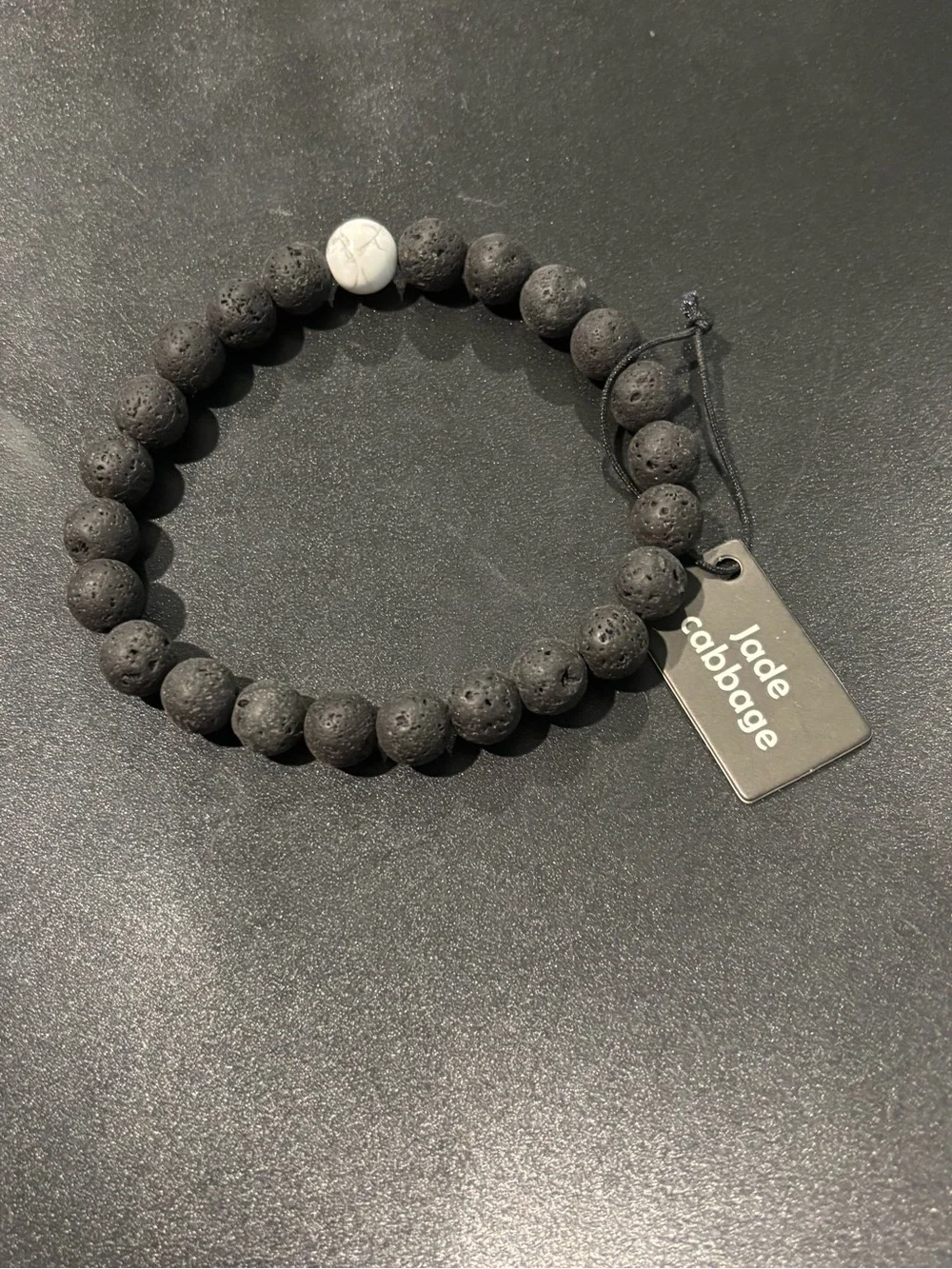 NEW Men's Black Lava Stone Bead Strand - Natural Porous Beads 9” Unisex Mens NWT